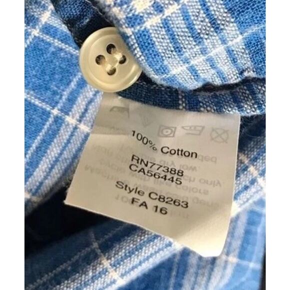 J Crew Factory Blue Plaid Boy Fit Partial Button Up Popover Long Sleeve Shirt XS - Picture 5 of 5